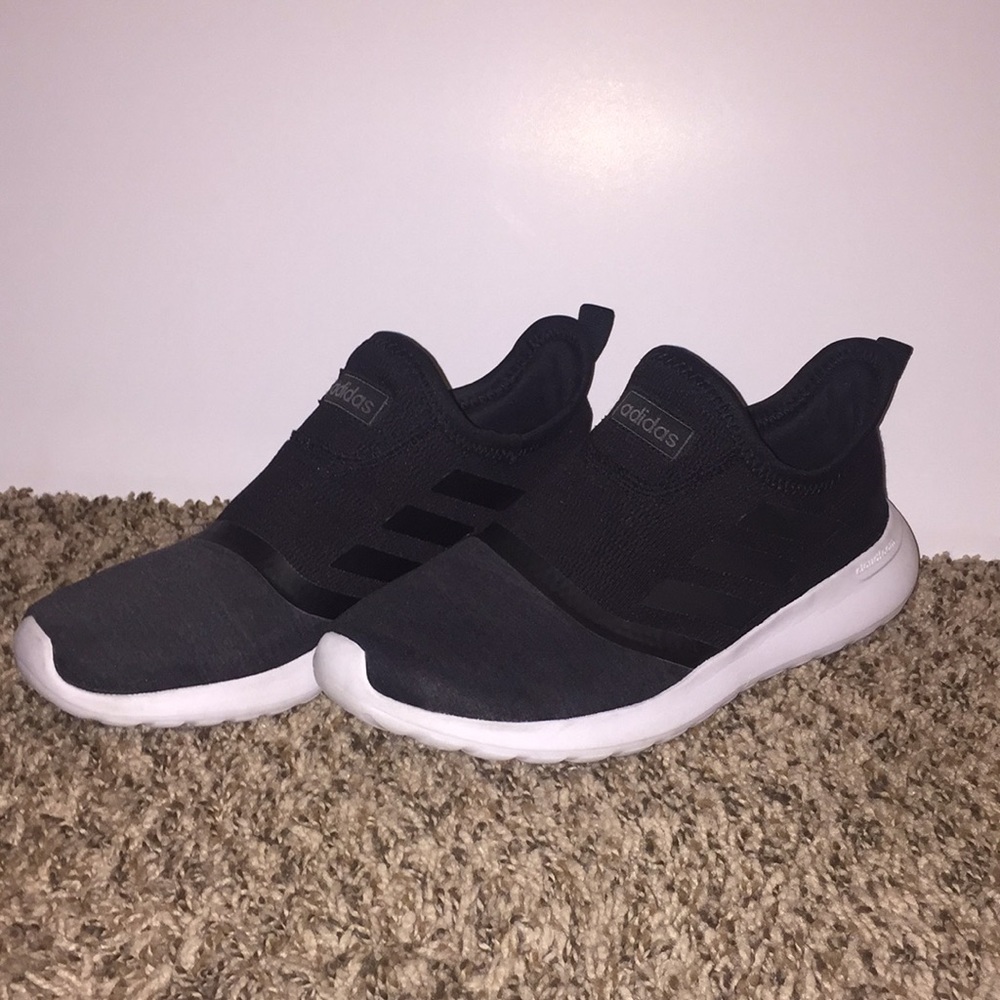 Black adidas light runner slip ons